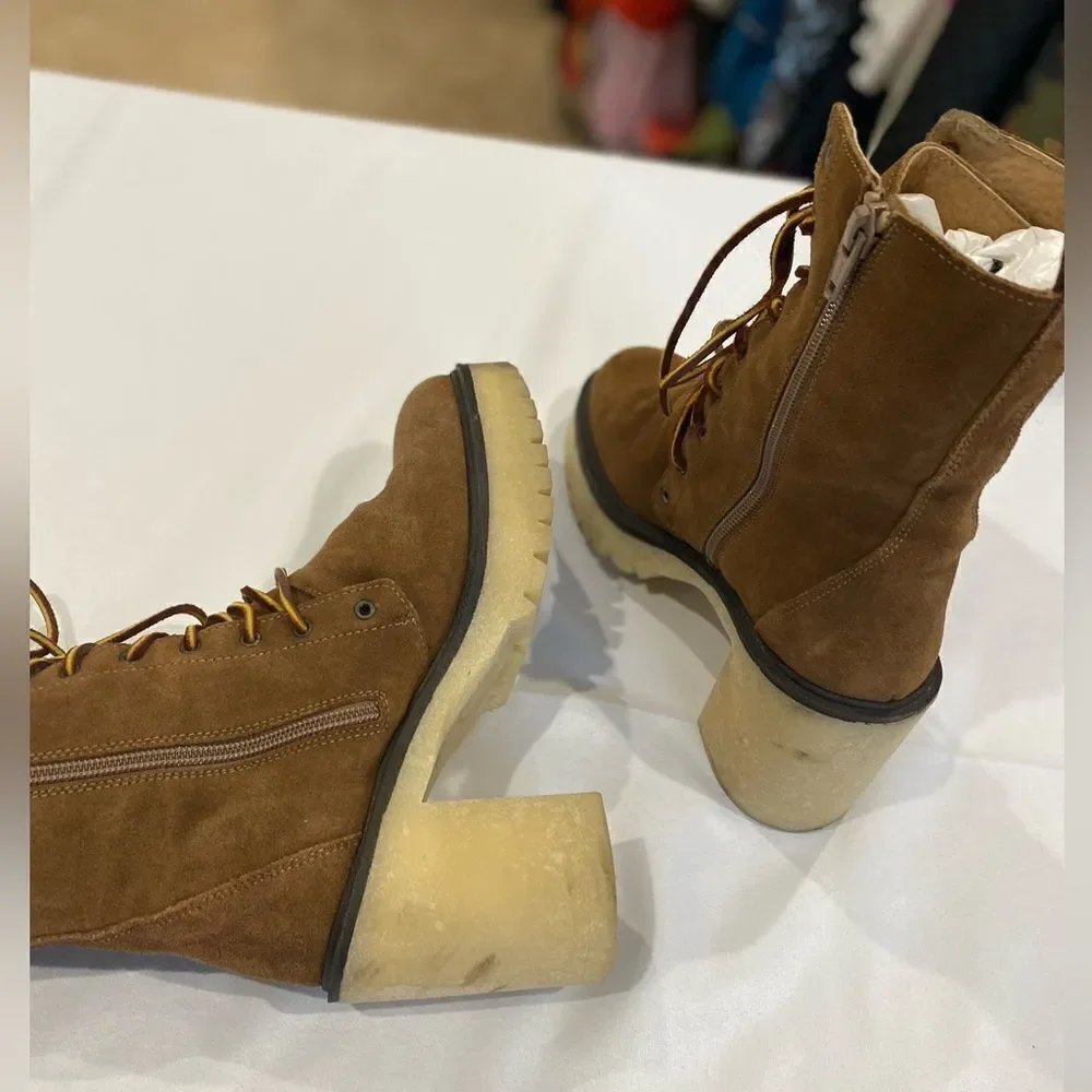 Free people Dylan Lace up boots Chunky Heel Women Size 8